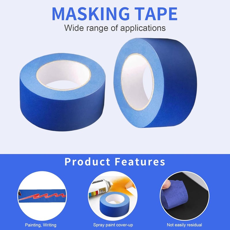 JayJayup Painters Tape 2 Inch Wide, 8 Pack Blue Masking Tape for General Purpose Use, 2 Inches x 55 Yards x 8 Rolls, 440 Yards in Total - Image 4